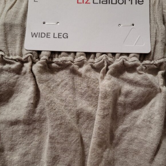 LIZ CLAYBORNE set 2 pieces Pants wide Leg color beige /Blouse turquoise women L - Picture 5 of 6